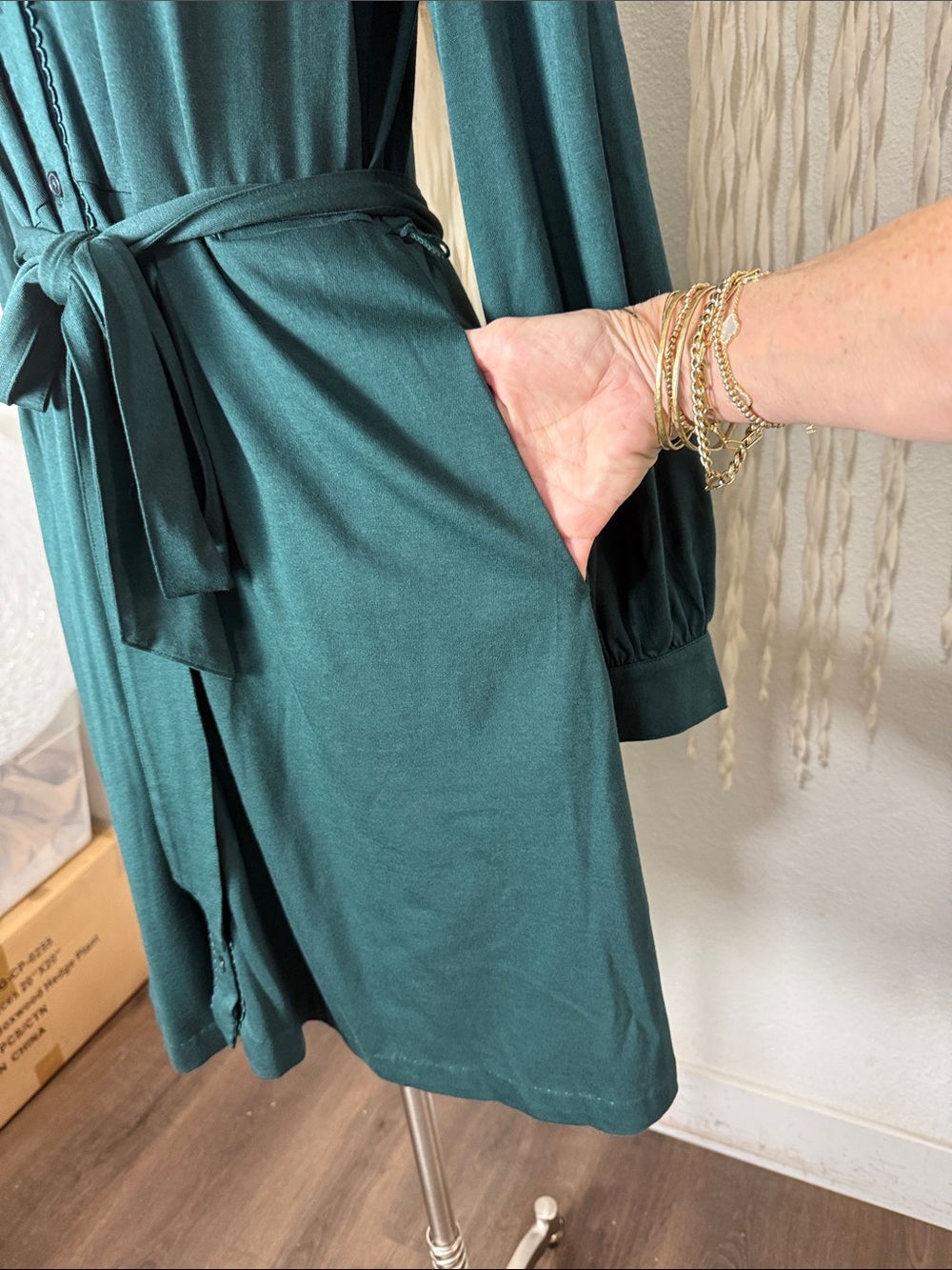 Boden Emerald Pin Tuck Shirt Dress (SHORTENED) Size US10 - Picture 5 of 14